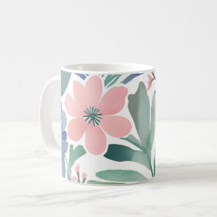Boho-Wildflower-Wasserfarben-Blumen-Pastell  Kaffeetasse