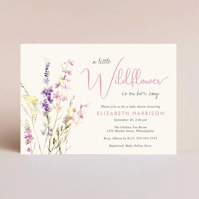 Boho Wildflower Watercolor Baby Girl Shower Einladung (Boho Wildflower Watercolor Baby Girl Shower Invitation)