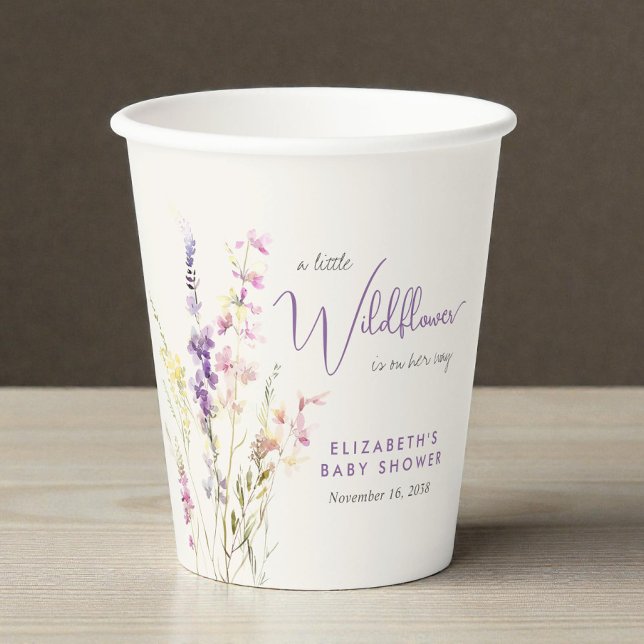 Boho Wildflower Watercolor Baby Shower Pappbecher (Boho Wildflower Watercolor Baby Shower Paper Cups)
