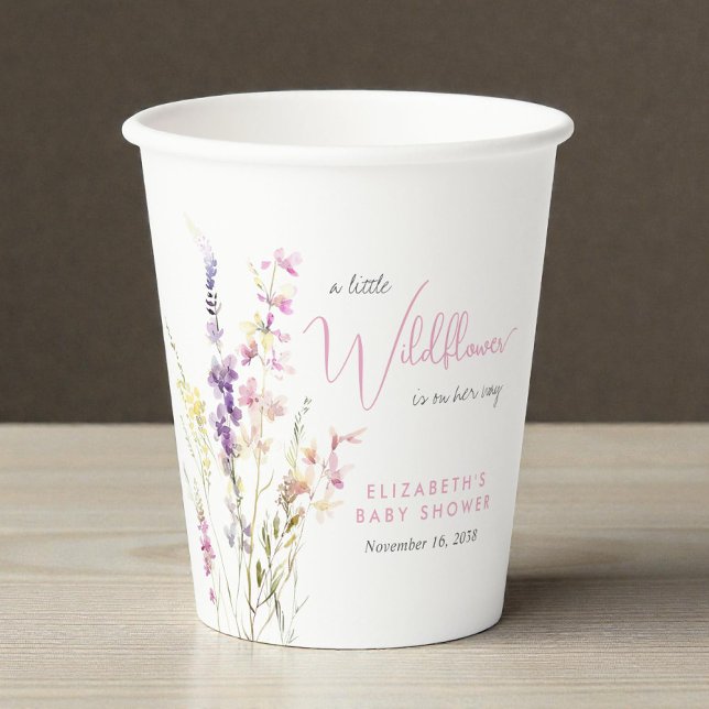 Boho Wildflower Watercolor Baby Shower Pappbecher (Boho Wildflower Watercolor Baby Shower Paper Cups)