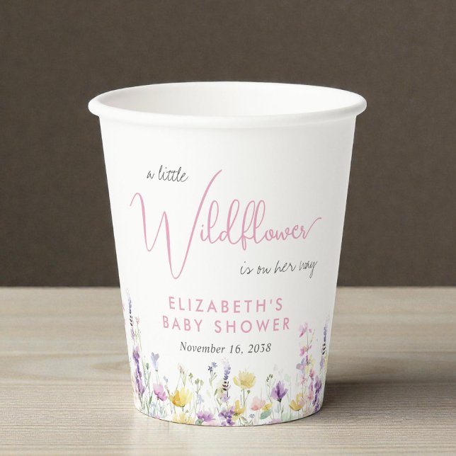 Boho Wildflower Watercolor Baby Shower Pappbecher (Boho Wildflower Watercolor Baby Shower Paper Cups)
