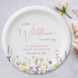 Boho Wildflower Watercolor Baby Shower Pappteller