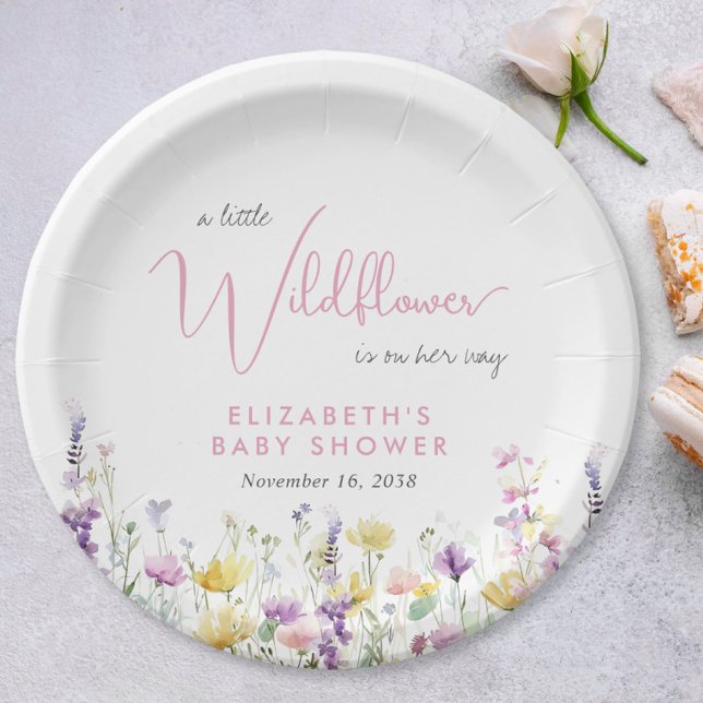 Boho Wildflower Watercolor Baby Shower Pappteller (Boho Wildflower Watercolor Baby Shower Paper Plates)