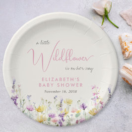 Boho Wildflower Watercolor Baby Shower Pappteller