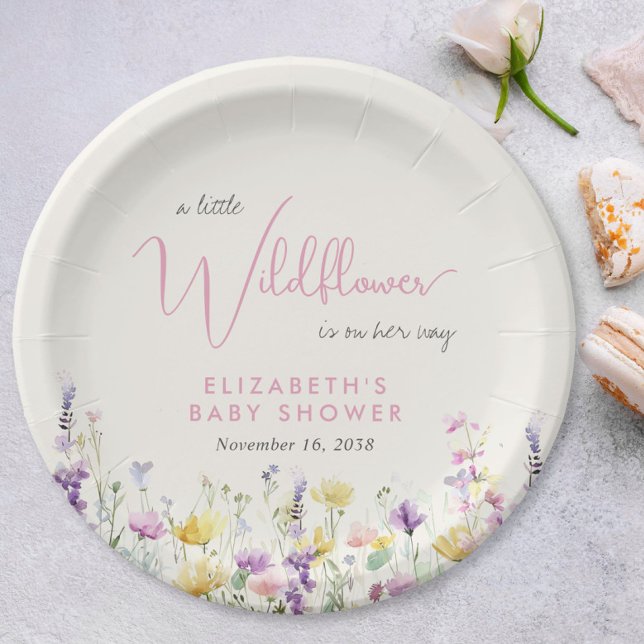 Boho Wildflower Watercolor Baby Shower Pappteller (Boho Wildflower Watercolor Baby Shower Paper Plates)