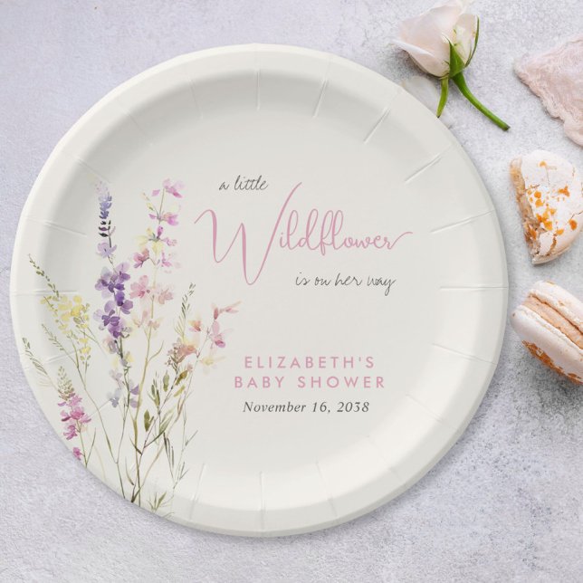 Boho Wildflower Watercolor Baby Shower Pappteller (Boho Wildflower Watercolor Baby Shower Paper Plates)