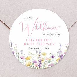 Boho Wildflower Watercolor Baby Shower Runder Aufkleber