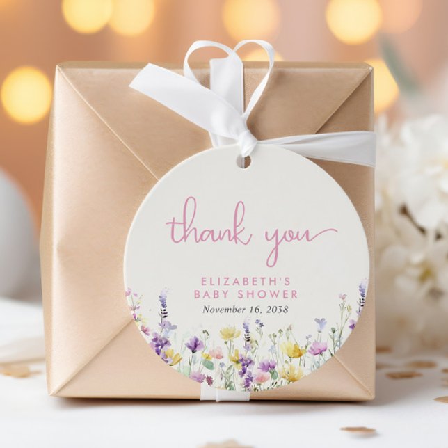 Boho Wildflower Watercolor Baby Shower Thank You Geschenkanhänger (Boho Wildflower Watercolor Baby Shower Thank You Favor Tags)
