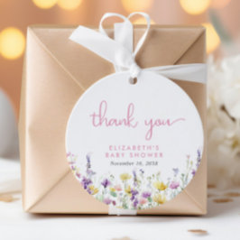 Boho Wildflower Watercolor Baby Shower Thank You Geschenkanhänger