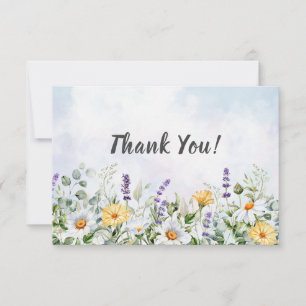 Boho-Wildflower-Watercolor-Hochzeit personalisiere Dankeskarte