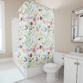 Boho Wildflower Watercolor Spring  Flower Duschvorhang