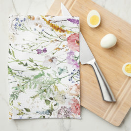 Boho Wildflower Watercolor Spring  Flower Geschirrtuch