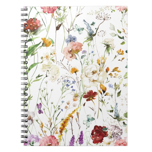 Boho Wildflower Watercolor Spring  Flower Notizblock (Vorderseite)