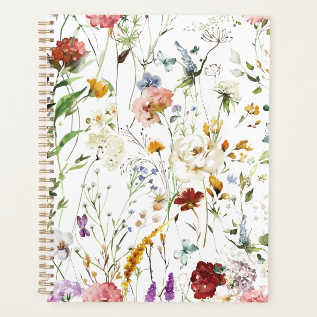 Boho Wildflower Watercolor Spring  Flower Planer (Vorderseite)
