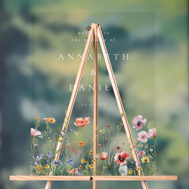 Boho Wildflower Wedding Welcome Acrylschild (Neutral)