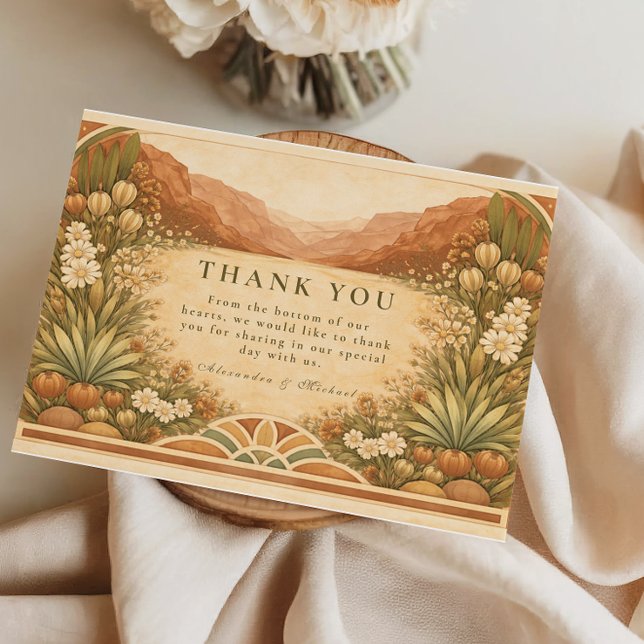 Boho-Wildflower-Wüstenhochzeit Dankeskarte (Von Creator hochgeladen)