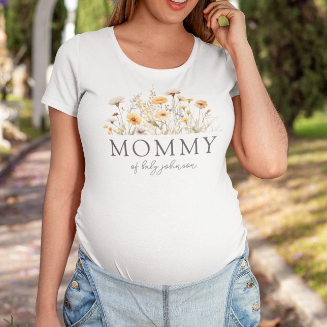 Boho Wildflowers Baby Shower Mommy T-Shirt (Von Creator hochgeladen)