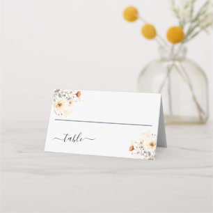 Boho Wildflowers Beige Terrakotta Hochzeit Platzkarte