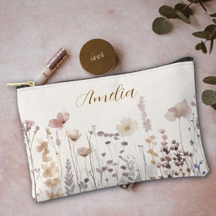 Boho Wildflowers Brautjungfer Make-up Kosmetik Zubehörtasche