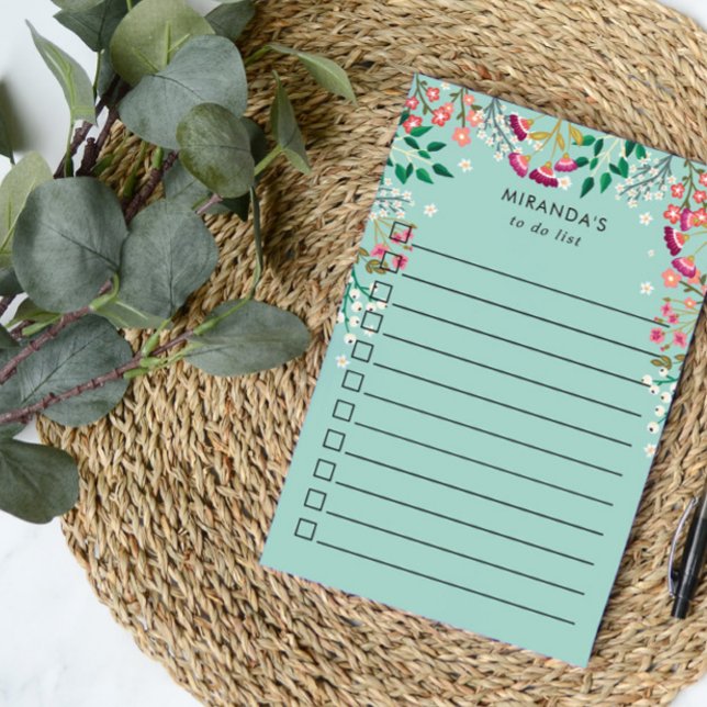 Boho Wildflowers - To Do List - Name Post-it Klebezettel (Von Creator hochgeladen)