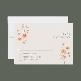 Boho Wildlfower Rustic Outdoor Wedding RSVP Karte