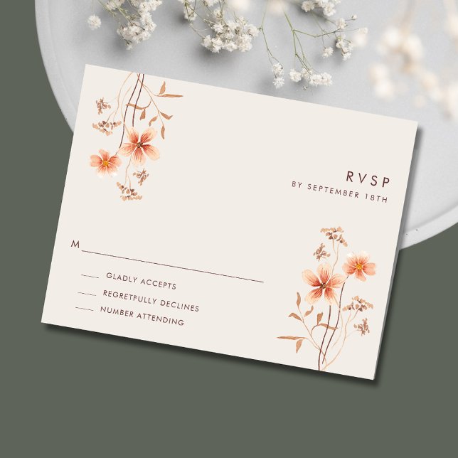 Boho Wildlfower Rustic Outdoor Wedding RSVP Karte (Boho Wildlfower Rustic Outdoor Wedding RSVP)