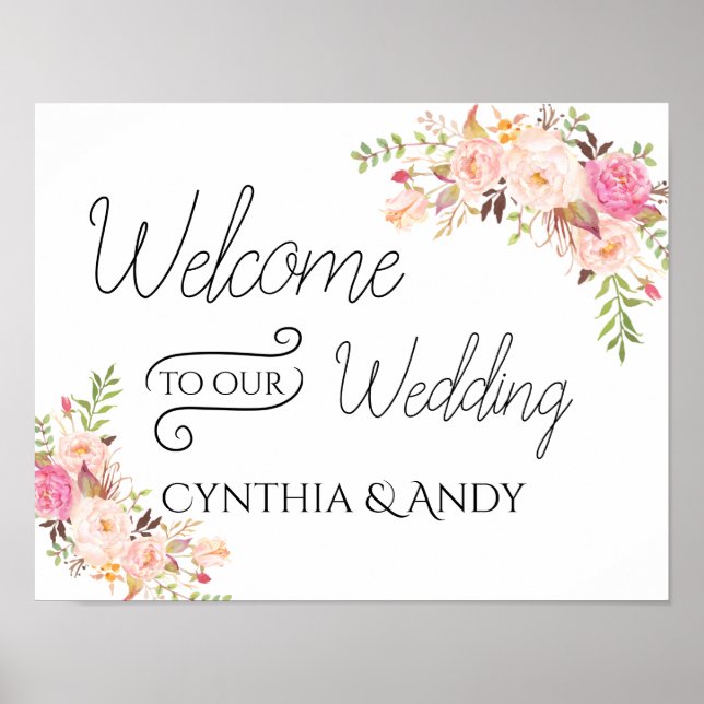 Boho Willkommen bei unserem Hochzeitplakatzeichen Poster (Vorne)