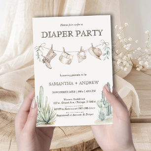Boho-Windeln-Party Cowboy-Baby-Party Einladung