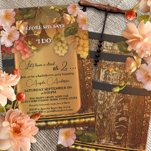 Boho Wine Themed String Lights Junggeselinnen-Absc Einladung