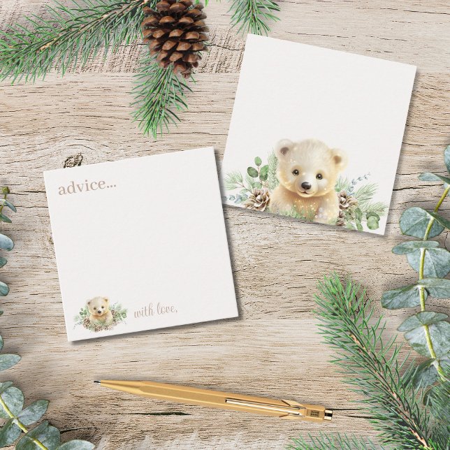 Boho Winter Bear Baby Duschberatungskarten Begleitkarte (elegant cream gender neutral winter baby shower advice cards for the mommy to be parents to be)