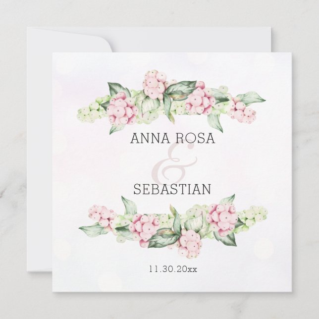 *~* Boho Winter Berry AR12 QR UAWG Wedding Einladung (Vorderseite)