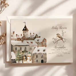 Boho Winter Christmas Baby Shower Einladung