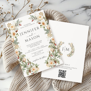 Boho Winter Christmas Gold Blumenzeremonie Einladung
