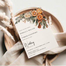 Boho Winter citrus cinnamon orange Wedding Einladung