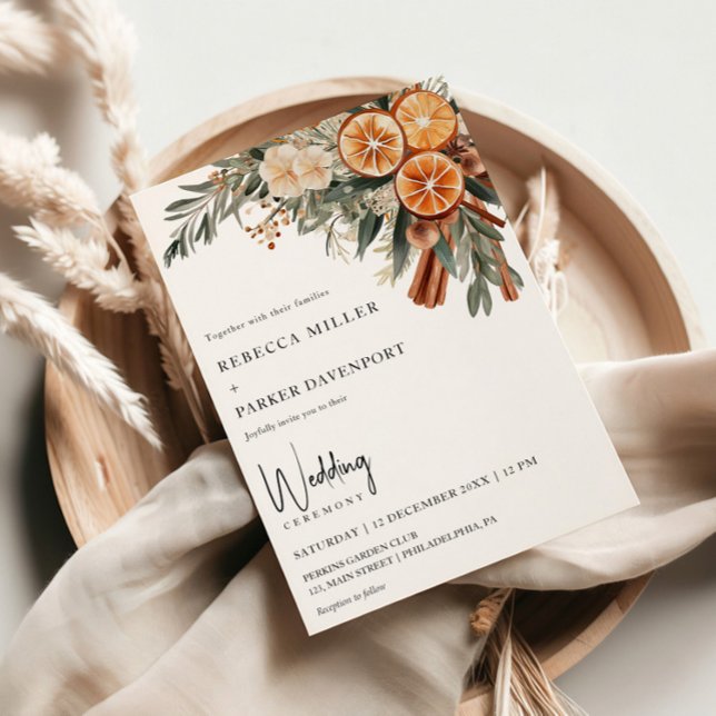 Boho Winter citrus cinnamon orange Wedding Einladung (Von Creator hochgeladen)