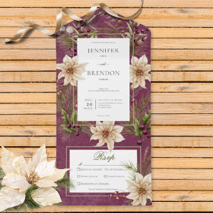 Boho Winter Greenery Boughs Burgundy Dinner All In One Einladung