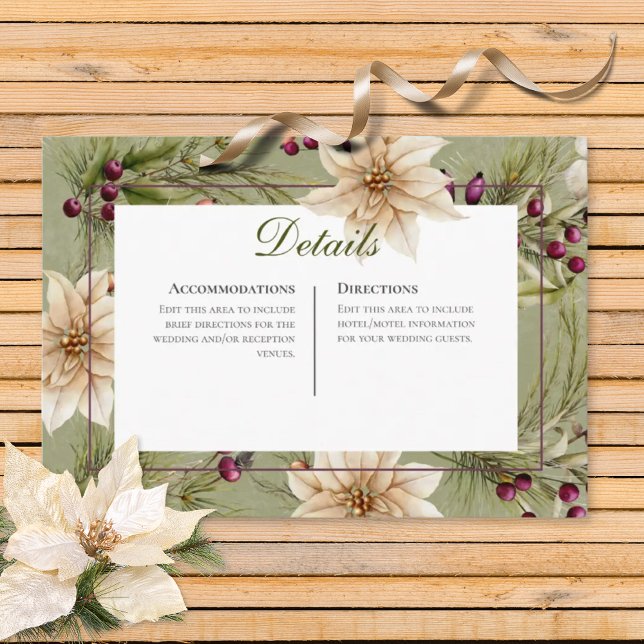 Boho Winter Greenery Boughs Sage Green Empfang Begleitkarte (Von Creator hochgeladen)