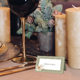 Boho Winter Greenery Boughs Sage Green geklappt Platzkarte