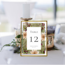 Boho Winter Greenery Boughs Sage Green Tischnummer