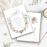 Boho Winter Greenery Red Floral 30. Geburtstag Einladungspostkarte<br><div class="desc">Moderne Salbeigrün Wasserfarbe Boho botanische Rahmen ist mit kleinen poinsettia Blume betont. Ausgeklügelte und zeitgenössische Winterästhetik.</div>