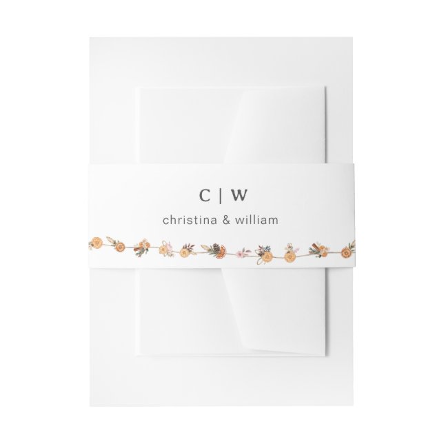 Boho Winter Holiday Botanische Hochzeit Einladungsbanderole (Vorderseite Beispiel)