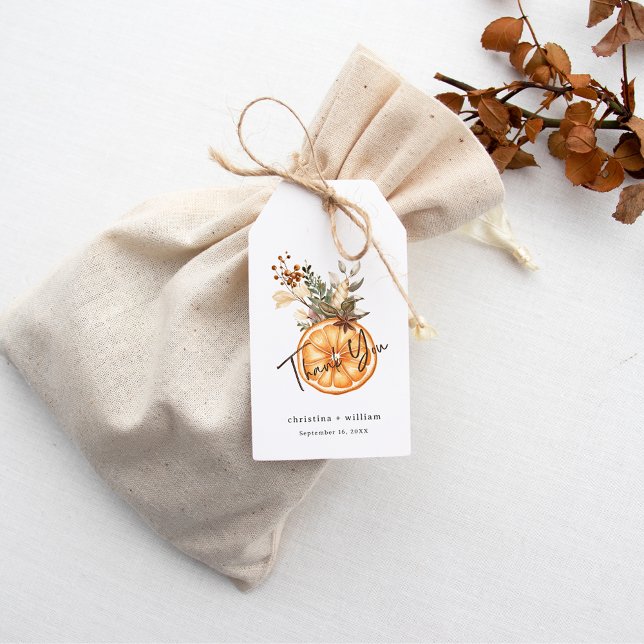 Boho Winter Holiday Wedding Dried Orange Geschenkanhänger (Von Creator hochgeladen)