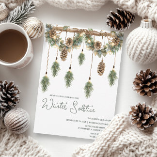 Boho Winter Solstice Pine Garland Einladung