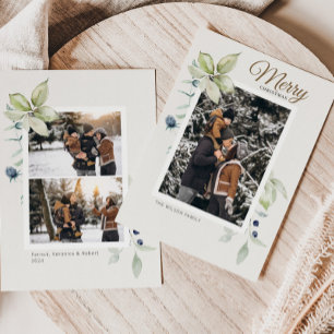 Boho Winter Watercolor Botanisches Weihnachtsfest Feiertagskarte