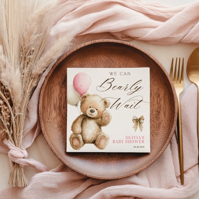 Boho wir können frühzeitig abwarten Teddy Bear Bab Serviette (Boho We Can Bearly Wait Teddy Bear Baby Shower Napkins)