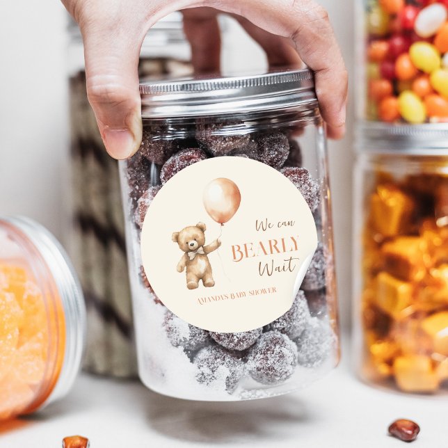 Boho wir können frühzeitig die Beige Bear Baby Dus Runder Aufkleber (Von Creator hochgeladen)