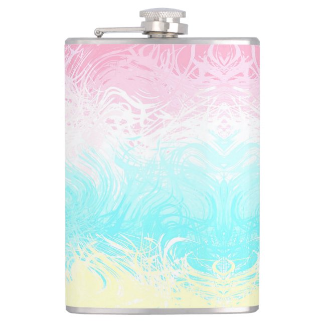 Boho Wirbel Groovy Abstrakt Genderflux Pride Flag Flachmann (Vorderseite)