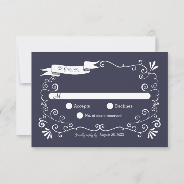 Boho Wirbel (veränderbare Farbe) Hochzeitsszenario RSVP Karte (Vorderseite)