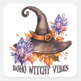 Boho Witchy Vibes Halloween  Quadratischer Aufkleber