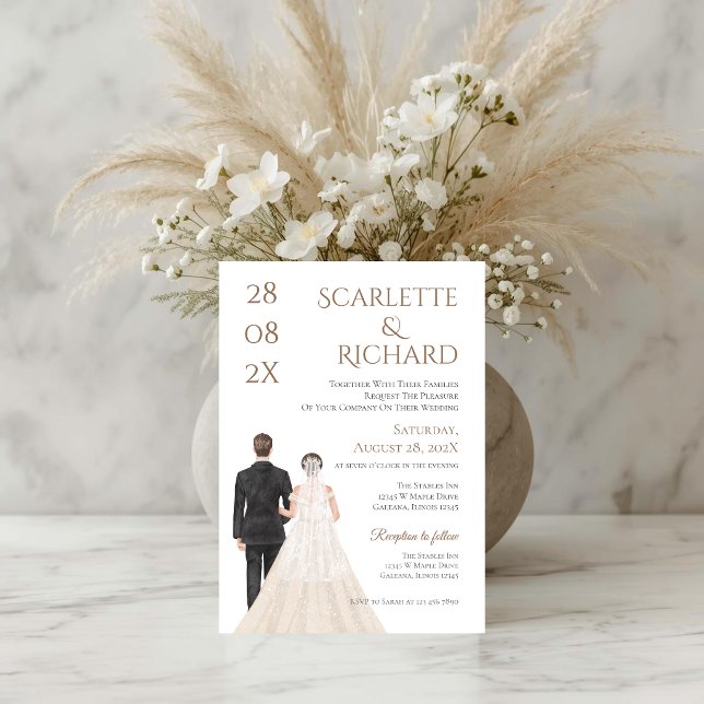 Boho with bride and groom wedding einladung (Von Creator hochgeladen)